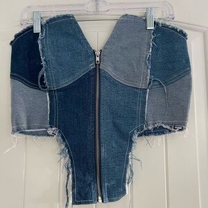 AKIRA Blue Denim Zipper Corset